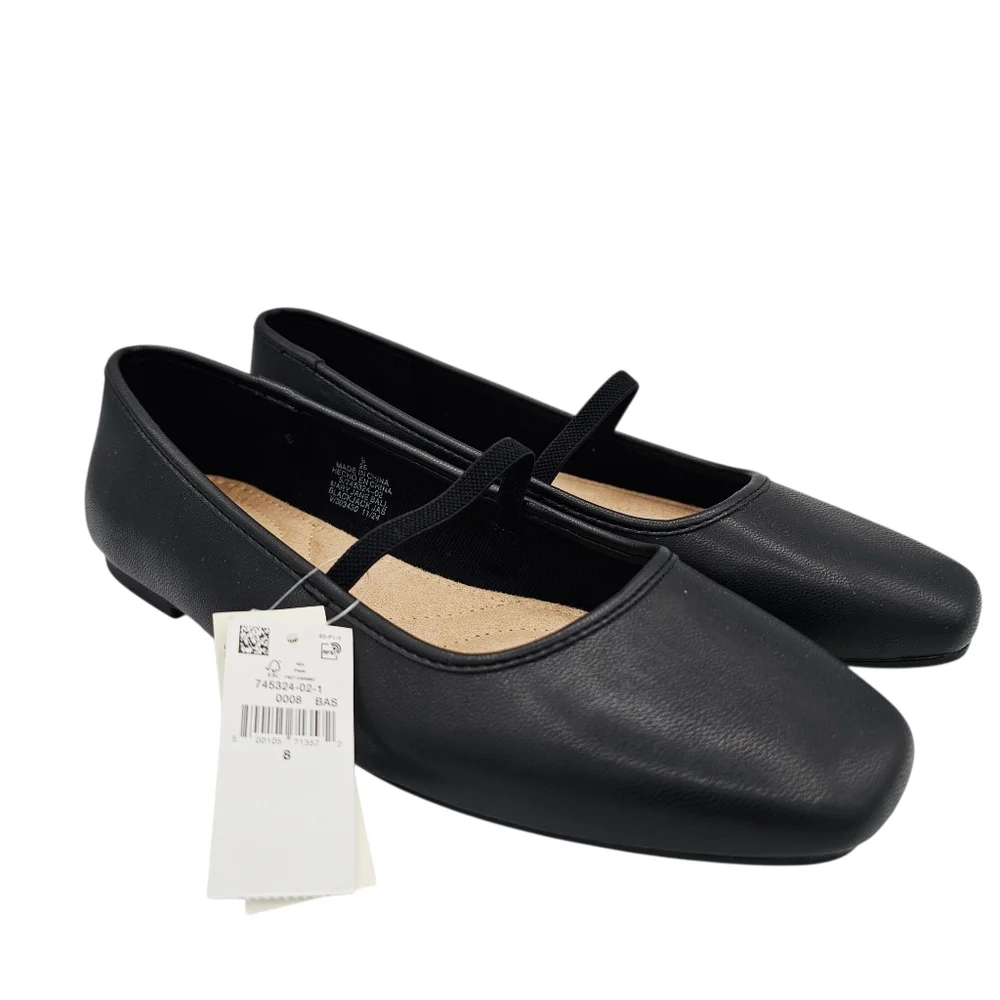 Old Navy #745324 Black Mary Jane Square-Toe Ballet Flats NWT - Picture 1 of 10
